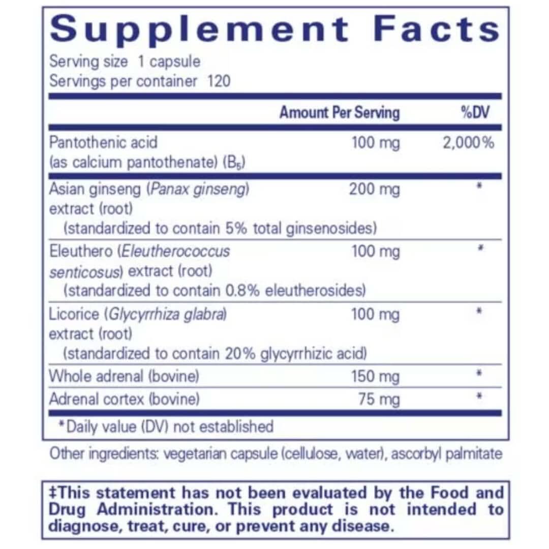 Comprehensive natural adrenal support formula supplement
