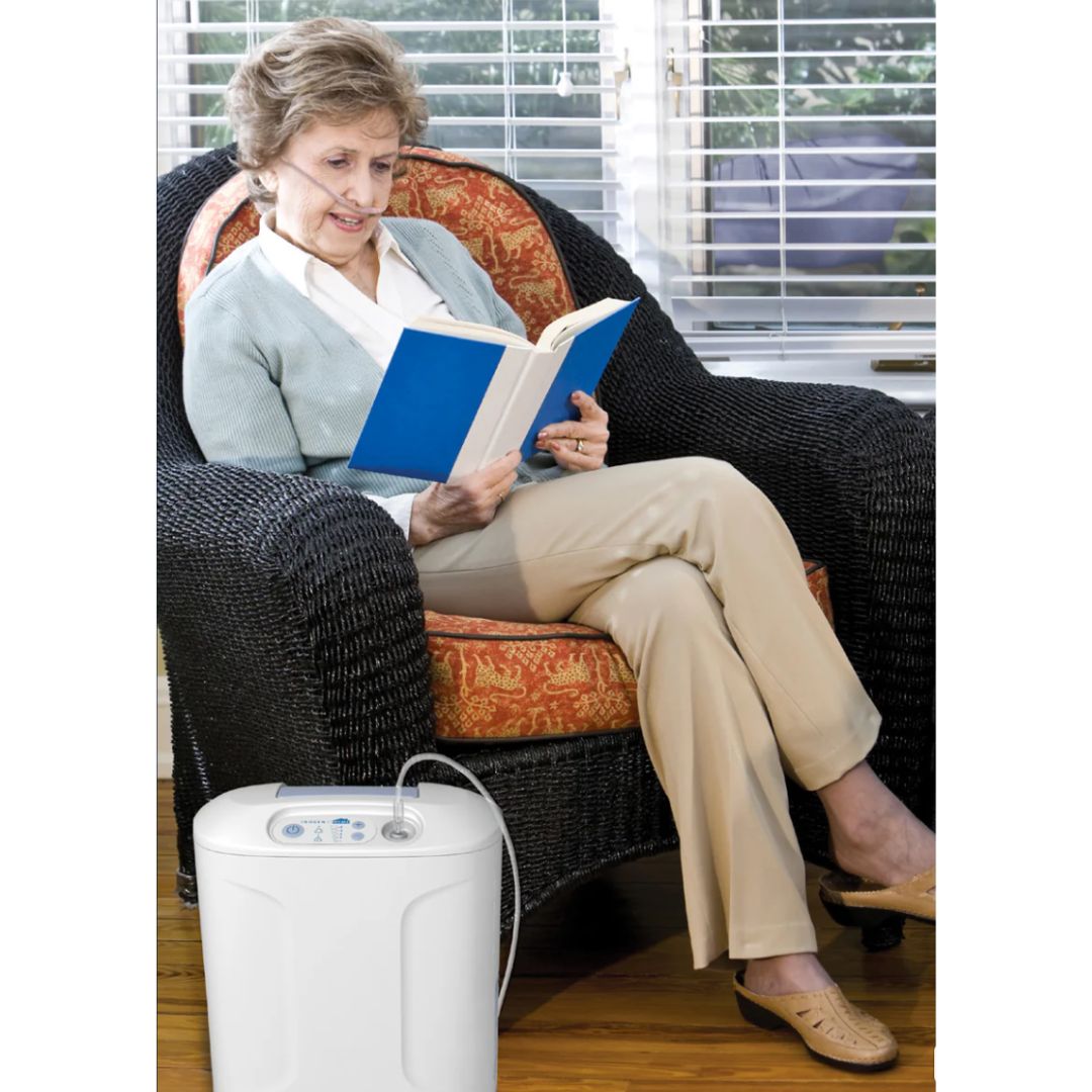 The&nbsp;Inogen At Home Oxygen Concentrator&nbsp;is a reliable and lightweight stationary oxygen concentrator designed for home use. Weighing in at just 18 pounds, the Inogen at Home offers continuous flow oxygen in a range of 1 to 5 settings. Inogen At Home is one of the&nbsp;lightest home oxygen concentrators&nbsp;available.&nbsp;It’s significantly lighter than many other home concentrators in use today.