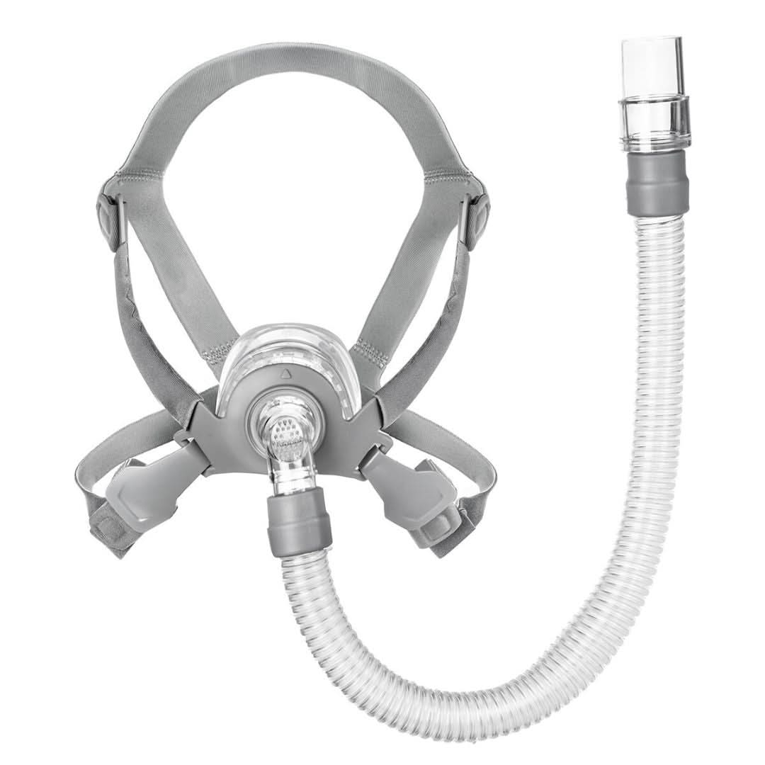 Siesta Nasal CPAP Mask FitPack with Headgear, featuring a lightweight, flexible design with adjustable headgear and multiple nasal cushion sizes for a customized, comfortable fit.