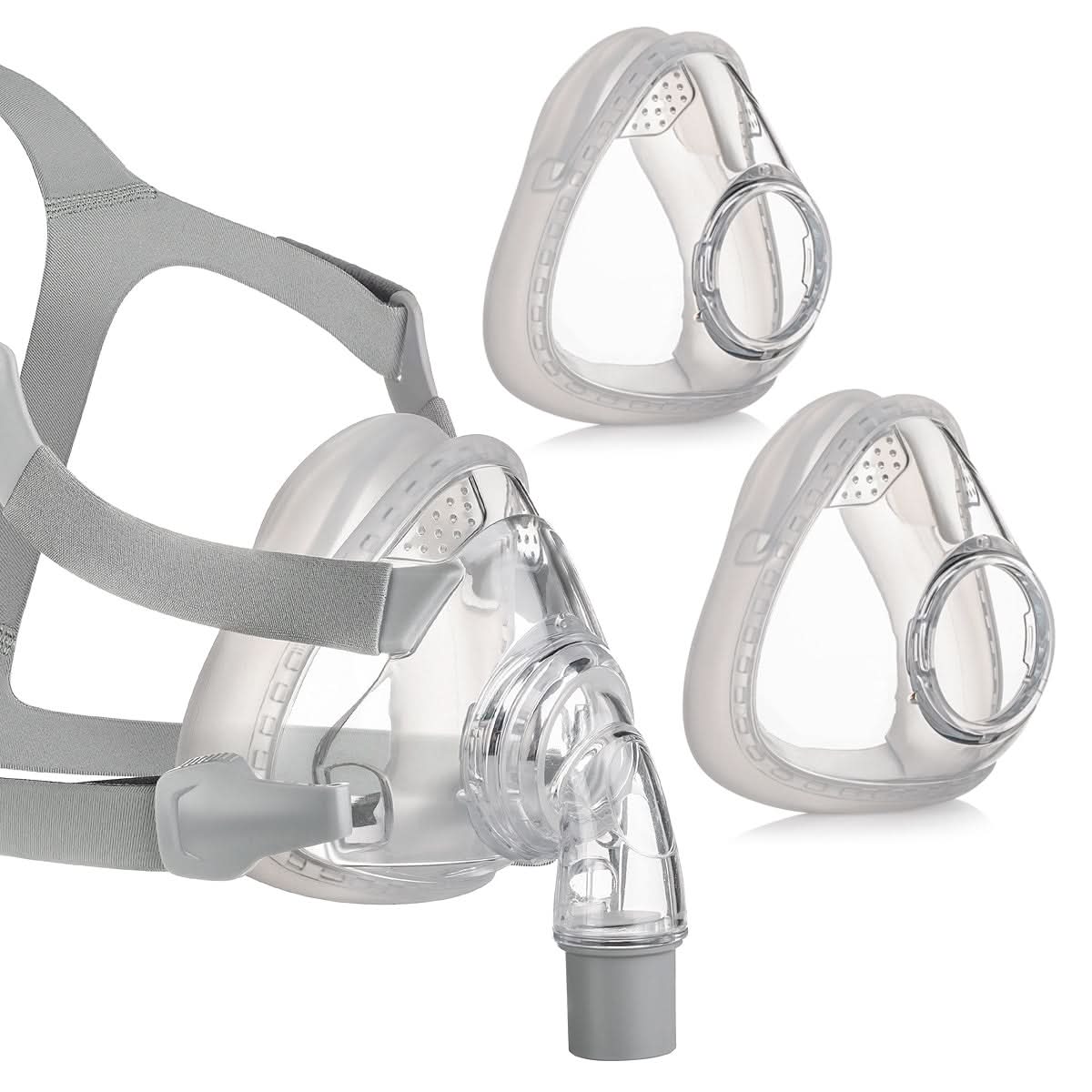 The Siesta Full Face Mask from 3B Medical has a lightweight frame and eliminates forehead support providing a clear line of sight, so you'll hardly know it's there. This FitPack includes Small, Medium & Large Full Face Cushions so you can try each one and find your best fit right out of the box.