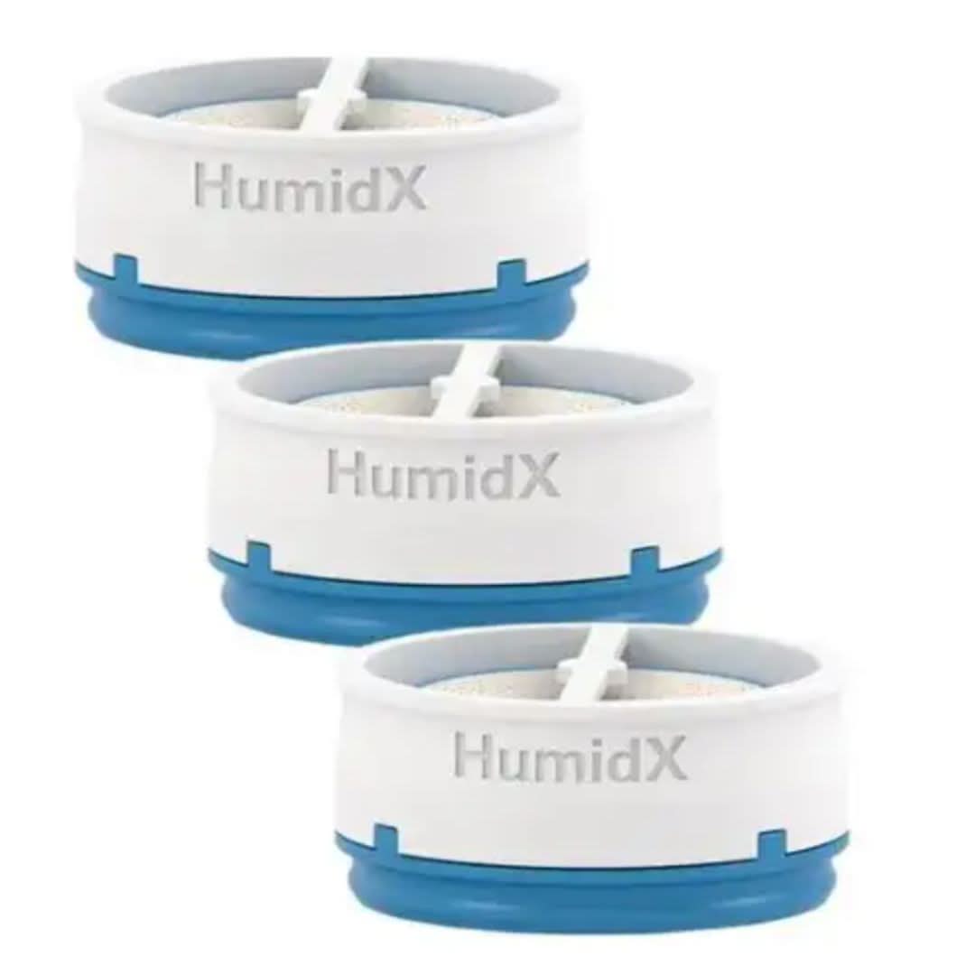 HumidX is a small heat and moisture exchanger (HME) that is designed to provide comfortable and effective humidification for Airmini CPAP.