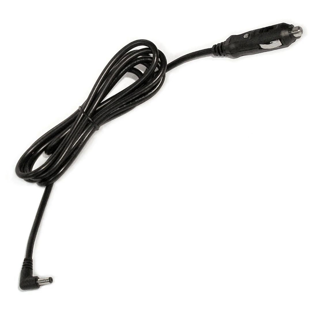 Black car charger cable on a white background