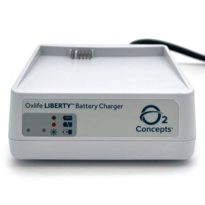 Oxlife LIBERTY battery charger with O2 Concepts logo on a white background