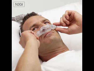 ResMed's innovative AirFit N30i Nasal CPAP Mask features a top-of-the-head tube design, a soft hollow tubed frame, and a minimal contact cradle cushion with enhanced QuietAir vent so you can sleep comfortably and quietly in any position -- including your side or stomach. This Starter Kit includes the complete N30i mask with headgear and multiple cushions so you can find your best fit right out of the box.